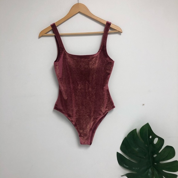 Topshop Tops - topshop crushed velvet bodysuit leotard size 4